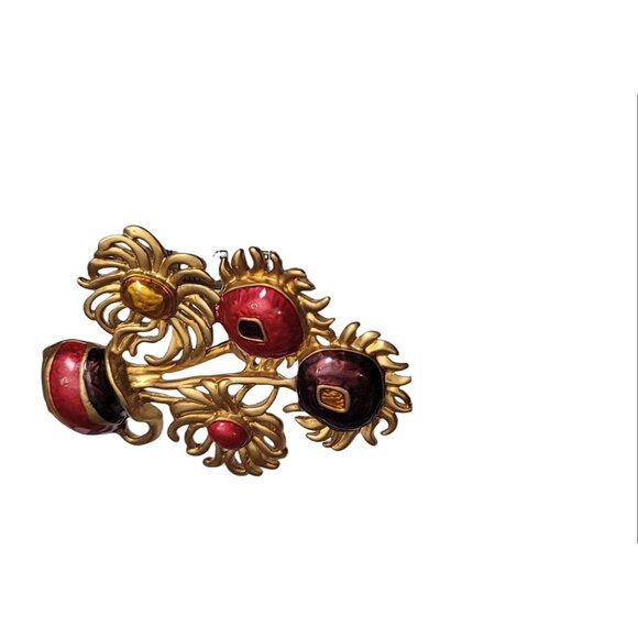 Yves Saint Laurent For AVON Van Gogh's Sunflower Painting Flower Pot Brooch - Picture 4 of 8